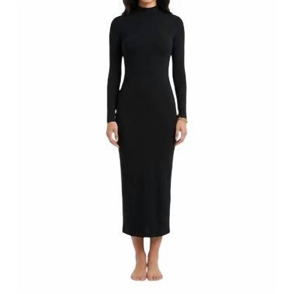 NEW HYFVE curve-hugging turtleneck maxi dress in black - Picture 1 of 2